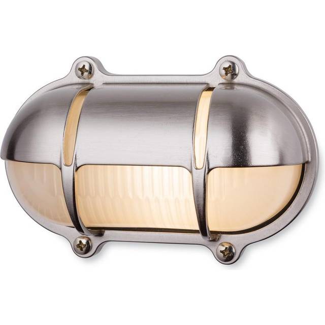 Firstlight Nautic Style Oval Bulkhead Eyelid in Solid Brass with Nickel Plating and Frosted