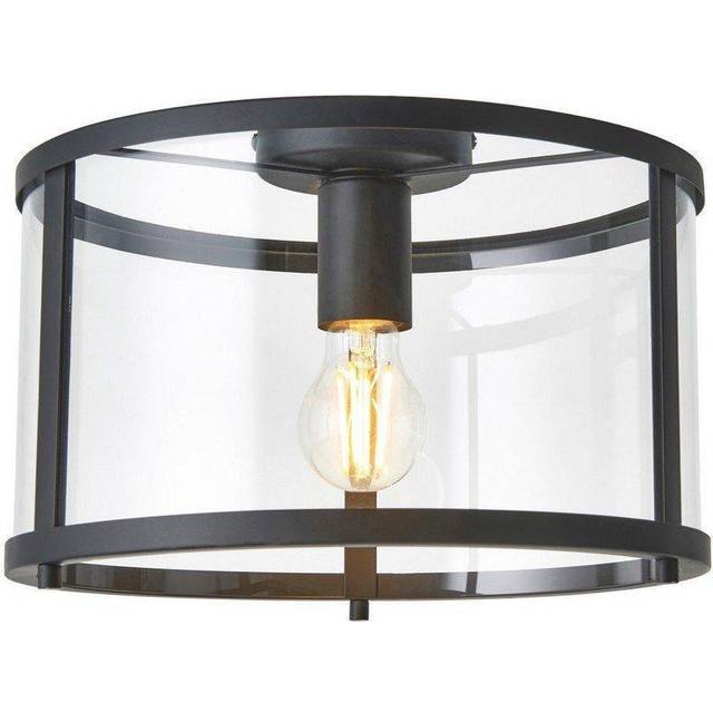 Endon 101540 Hopton Flush Ceiling Light In Matt Black Finish With Clear Glass