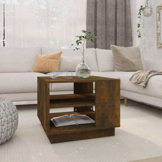 vidaXL Coffee Table Smoked Oak 55x55x43 cm Engineered Wood - Brown