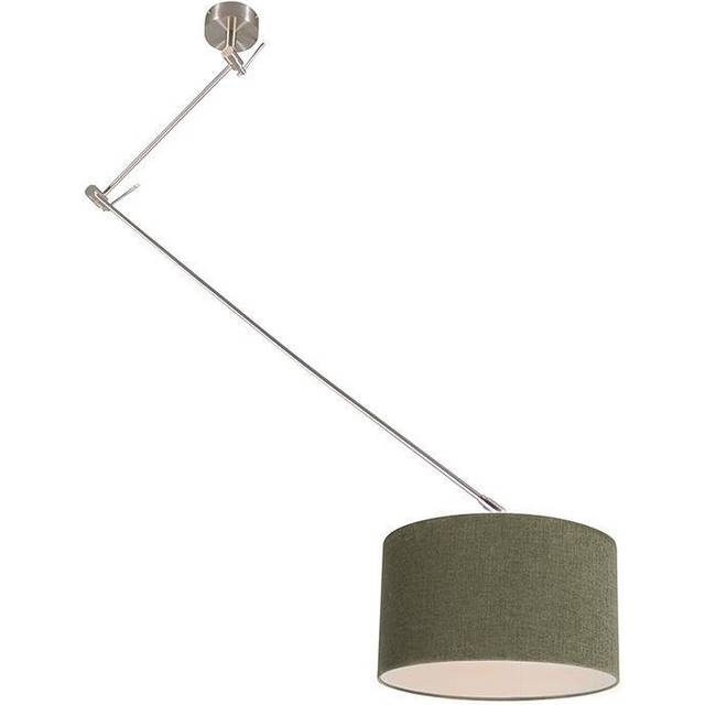 Qazqa - Pendant Light Steel with Shade 35 cm Green Adjustable - Blitz