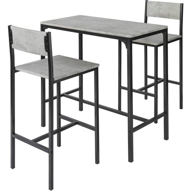 SoBuyÂ® OGT03-HG, Bar Table and 2 Stools, 3 Pieces Kitchen Breakfast Bar Set