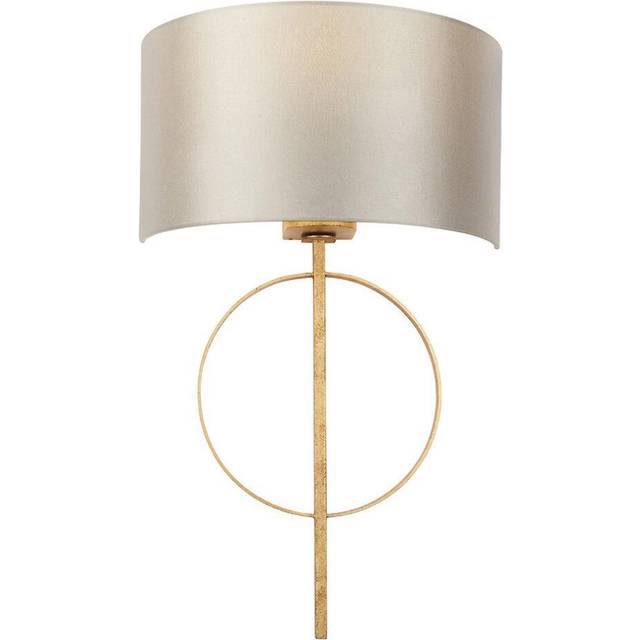 Merano Trento Antique Gold and Mink Satin Fabric Wall Lamp - 14 x 32 x 52cm
