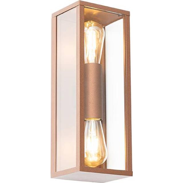 Qazqa - Industrial Wall Light Rust Brown 38 cm 2-Light IP44 - Charlois