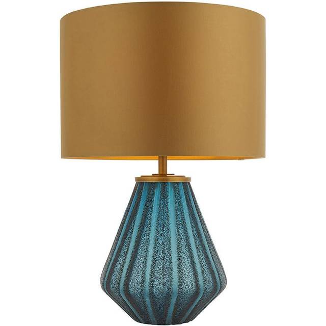 Merano Courmayeur Gold and Turquoise Tinted Glass Table Lamp - 36 x 36 x 53cm