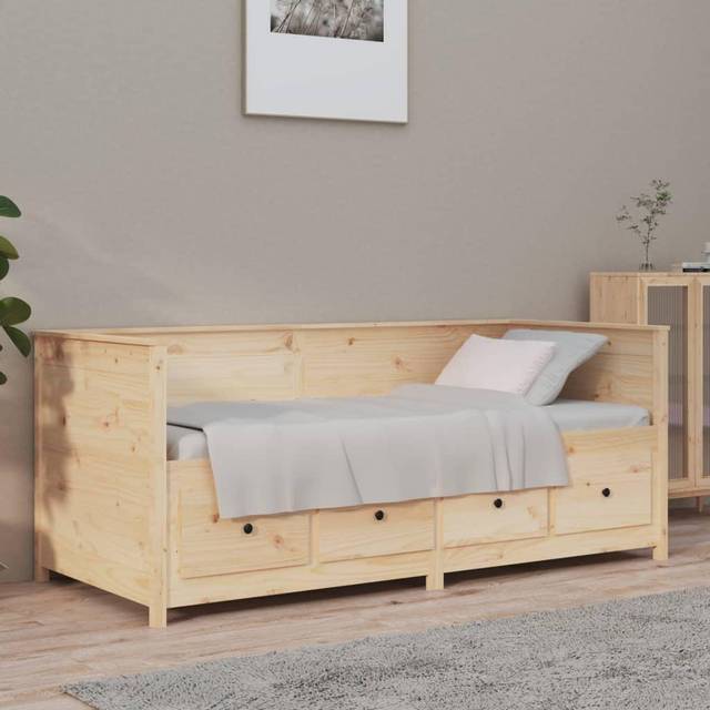 vidaXL Day Bed without Mattress 75x190 cm Small Single Solid Wood Pine - Brown