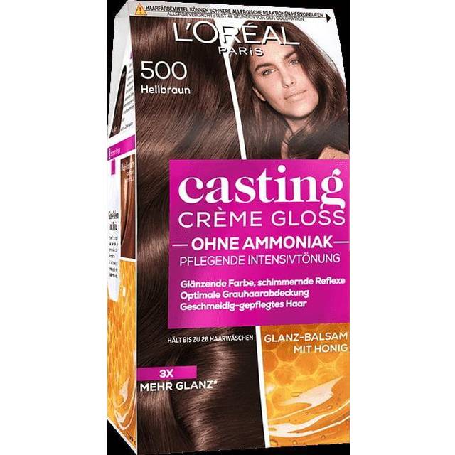 L'Oréal Paris Färgning utan ammoniak och utan silikoner, närande intensivnyans med glans-reflexbalsam, gjutkräm glans hårfärg, nr 500 ljusbrun (brun), 1 styck