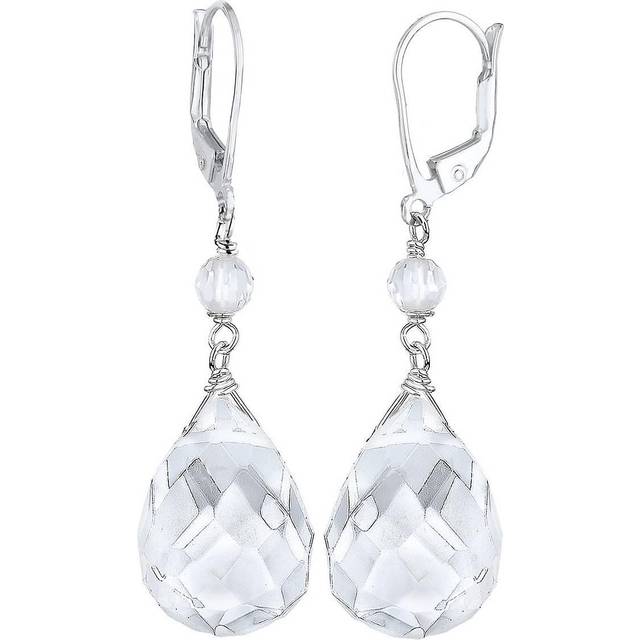 Elli Örhängen damer droppar elegant festlig med bergkristall vit i 925 sterlingsilver, Crystal, kristall
