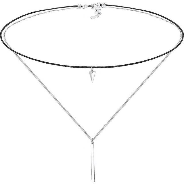 Elli damer äkta smycken halsband halsband choker med hänge lager triangel rektangel geo i 925 sterlingsilver förgyllt 36 cm längd, 36, Nylon, Ingen ädelsten