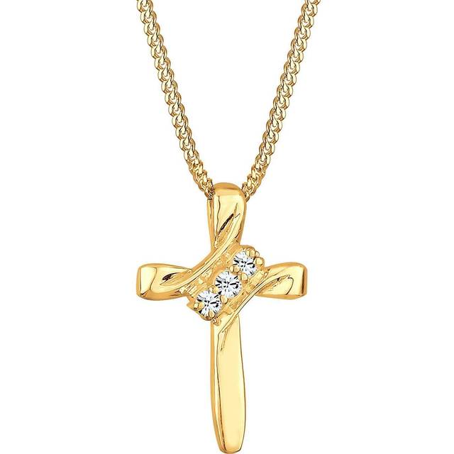 Elli Dam Halskedja med Kors och kristaller i 925 Sterlingsilver