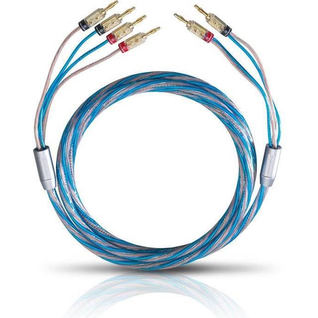 Oehlbach Bi Tech 4B 300 - Lautsprecherkabel-Set Bi-Wiring versilbert 2x2,5/2x4,0 mm² mit Banana-Verbinder - 2 x 3 m - blau/Kupfer