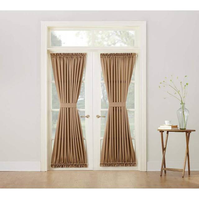 "Sun Zero Barrow Energy Efficient Rod Pocket Door Curtain Panel  54"""""""" x 72""""""""  Taupe"
