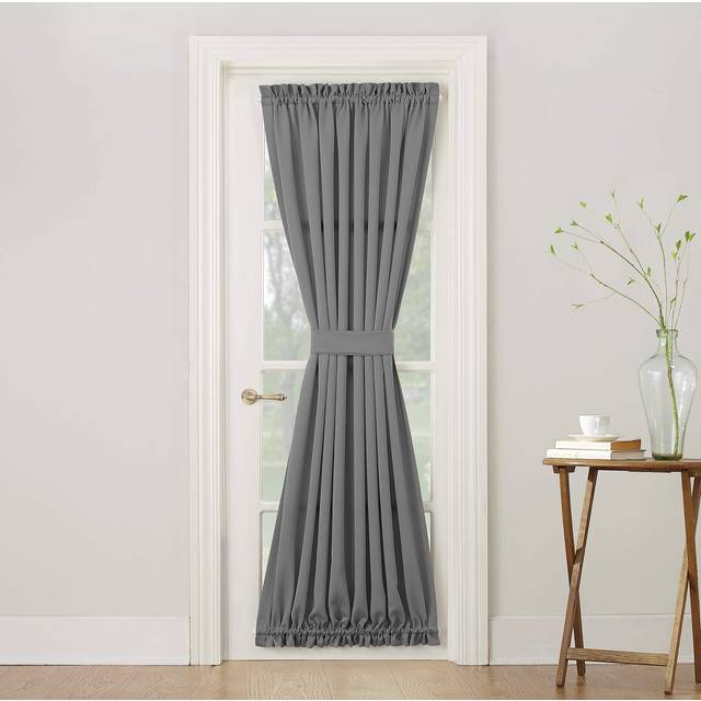 "Sun Zero Barrow Energy Efficient Rod Pocket Door Curtain Panel  54"""""""" x 72""""""""  Gray"