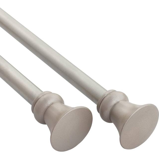 Deco Window 2 Pack Silver Curtain Rods for Window 28 to 48 Inch Nickel