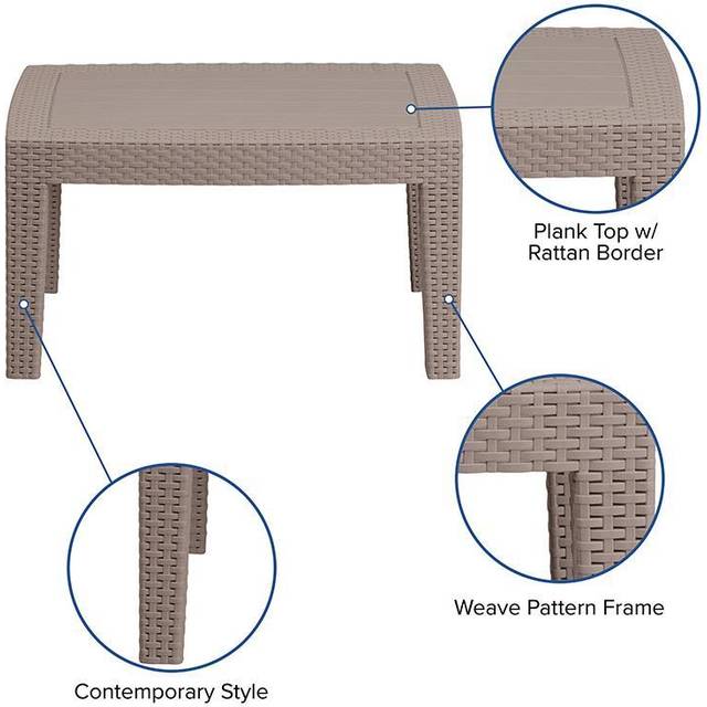 Flash Furniture Seneca Light Gray Faux Rattan Coffee Table