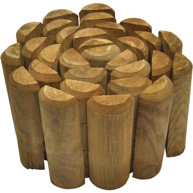 Forest Garden Half Log Timber Border Edging Roll - 300 x 1800mm - Natural Timber