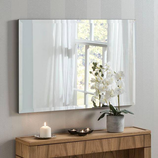 Yearn Classic Bevelled Glass Rectangular Wall Mirror, Silver