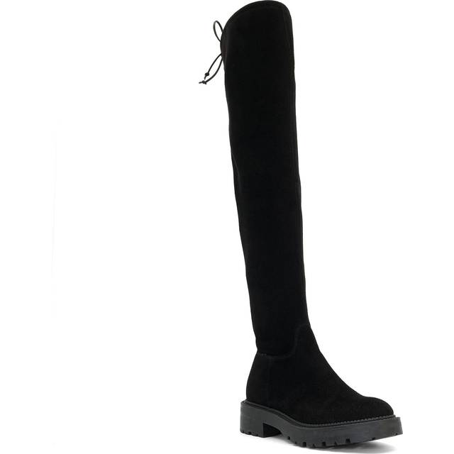 Dune London Womens Ladies Flat Over-The-Knee Boots THORNE - Black Micro Fibre - Size UK 4