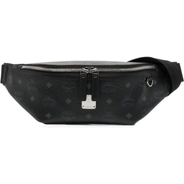 MCM Black Visetos Medium Fursten Belt Bag (Size 5.5 x 15 x 3.9 in)