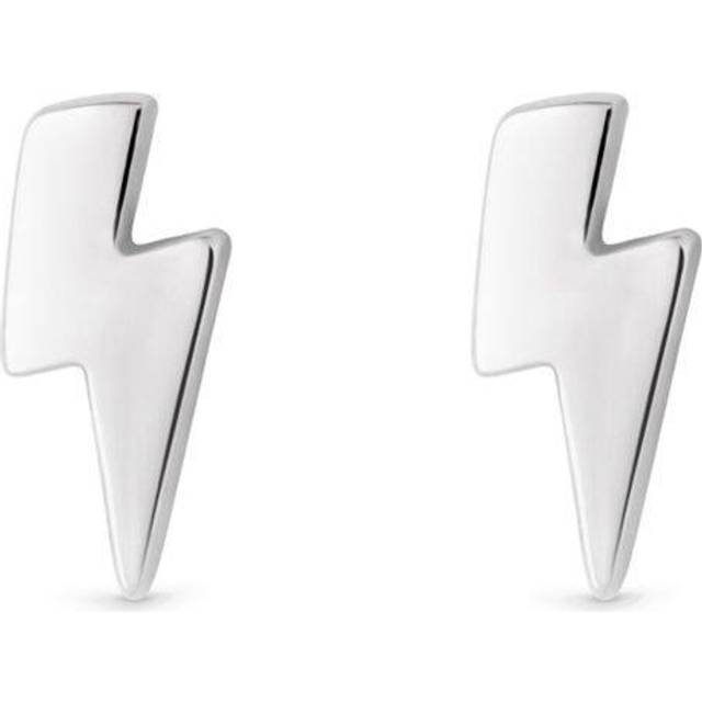 Simply Silver Sterling Silver 925 Polished Lightening Bolt Stud Earrings, Silver, Women - Ilver