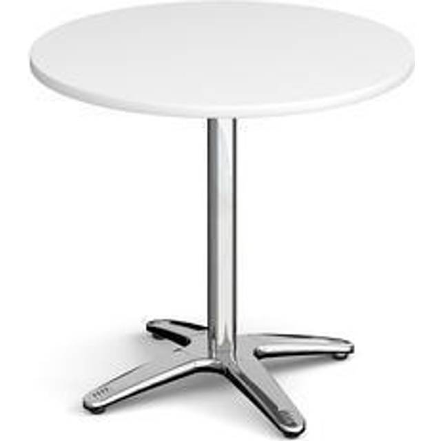 Dams Roma Circular Dining Table with 4 Leg Chrome Base 800mm - White