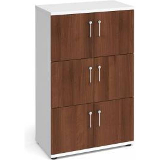 Dams Wooden Storage Lockers 6 Door - White with Walnut Doors