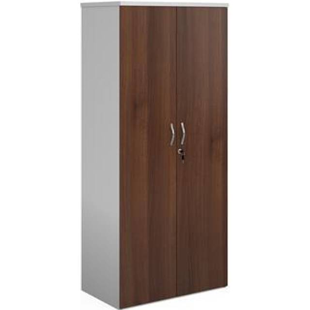 Dams Duo Double Door Cupboard 1790mm High with 4 Shelves - White with Walnut Doo