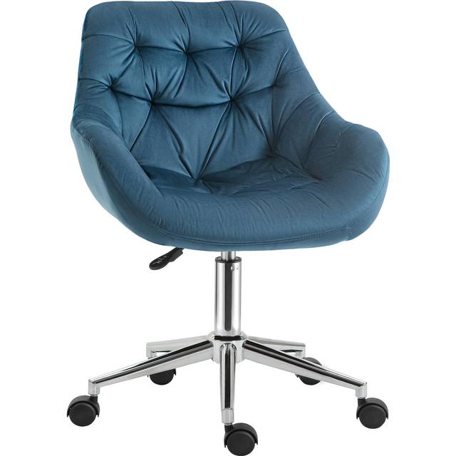 Vinsetto Home Office Chair Velvet Ergonomic Computer Chair Comfy Desk Chair With Adjustable Height, Arm And Back Support, Blue