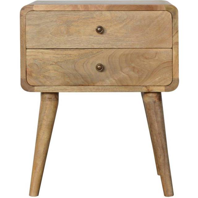 Artisan Curved Oak-ish Bedside Table
