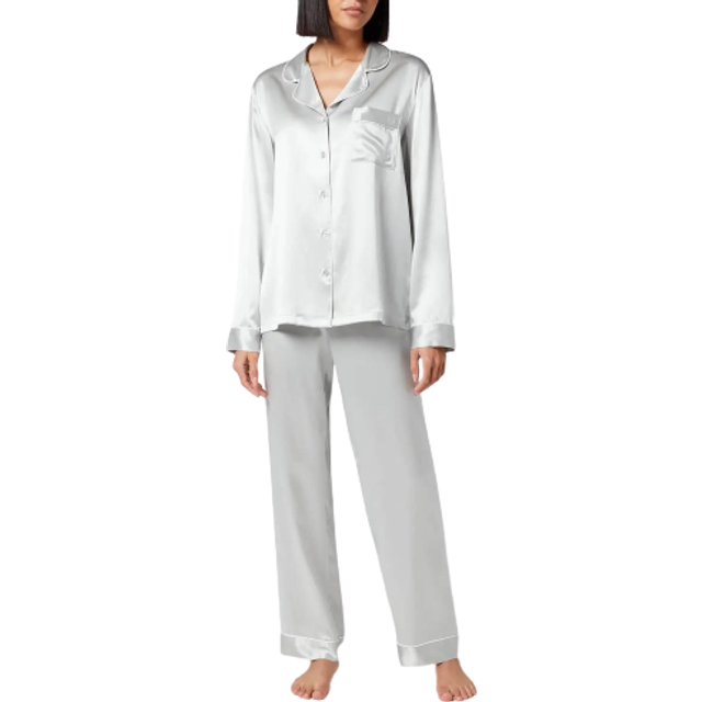 Freya Silk Pyjamas - Moonlight Grey - XS - Silver