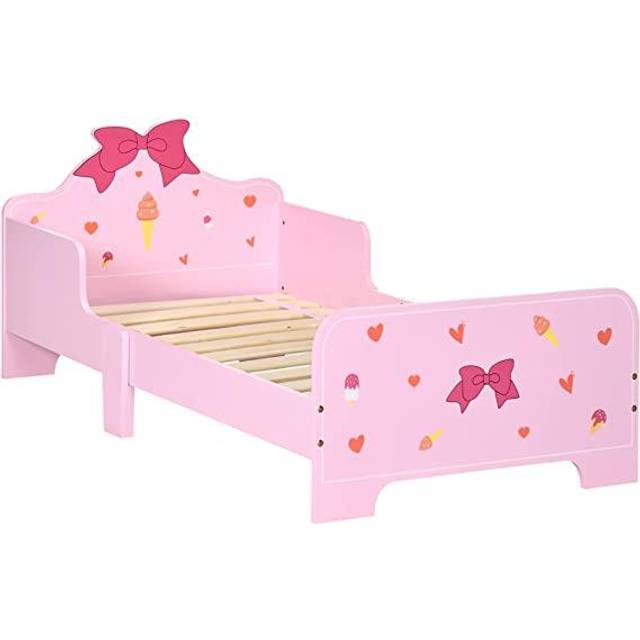 ZONEKIZ Kids Toddler Bed w/ Cute Patterns - Safety Rails - Pink | TJ Hughes