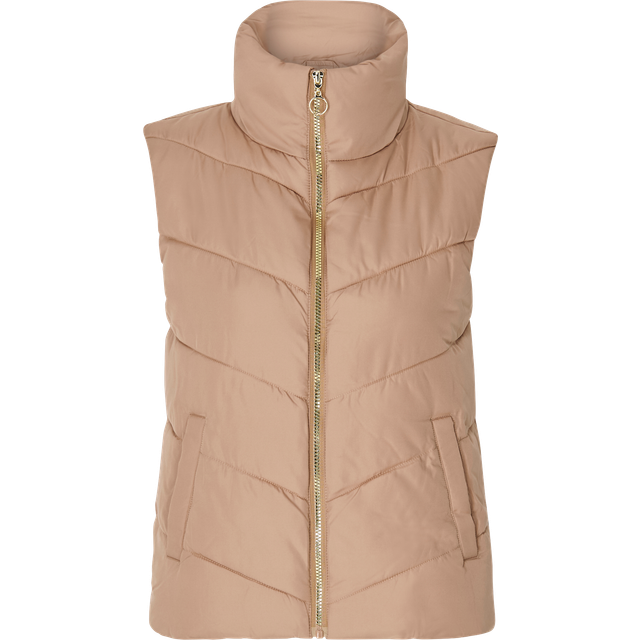 Jdy Beaver Fur Finno Puffer Waistcoat - XS