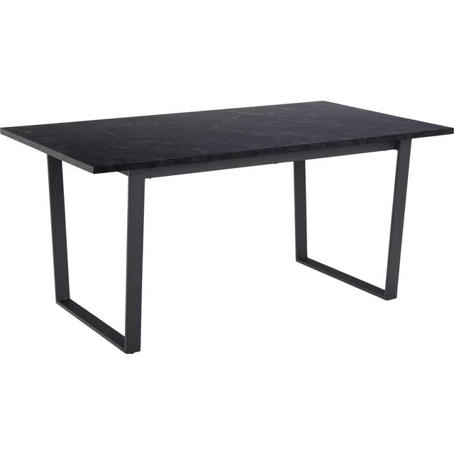 Amble Dining Table With Black Marble Melamine Top & Black Legs