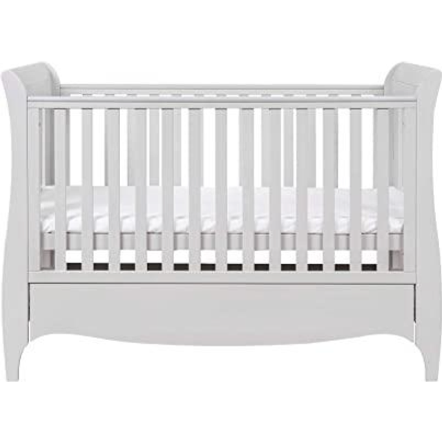 Tutti Bambini Roma Mini Sleigh Cot Bed With Under Bed Drawer | Dove Grey