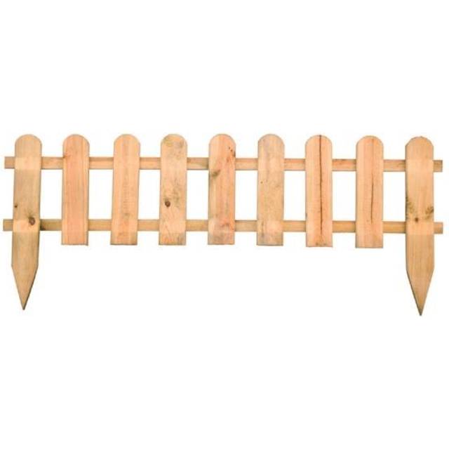 Forest 28 x 115cm Picket Fence Decorative Edging - Forest Garden - Brown