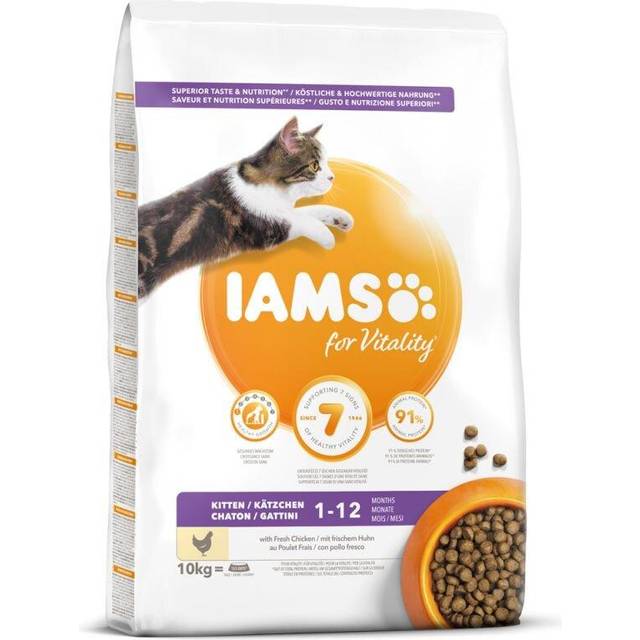 Iams Kitten kattfoder med färsk kyckling. Förpackning: 10 kg