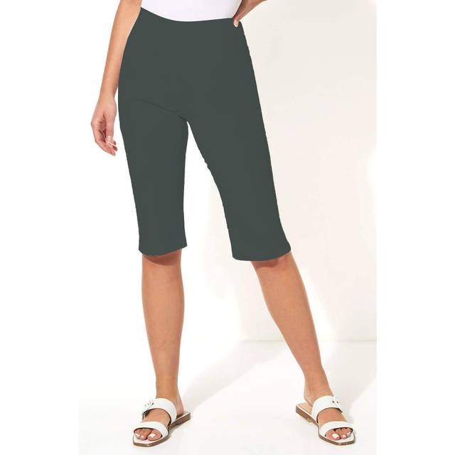 Forest Elastic Waist Knee Length Stretch Shorts - Forest Green - Size 20 - Roman