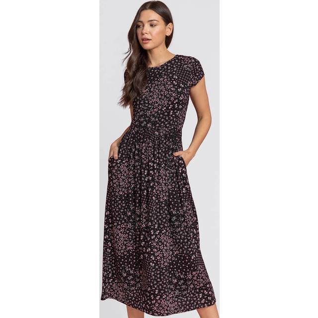 Patchwork Floral Stretch Jersey Dress - Black - Size 10 - Roman