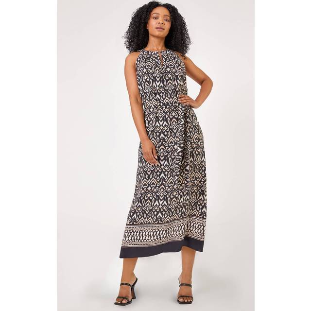 Boho border print halter neck dress - ladies roman petite women