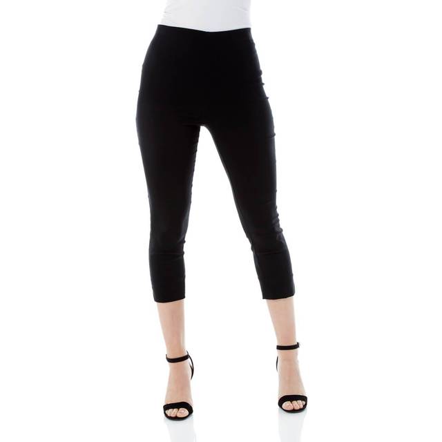Cropped Stretch Trouser Capri Summer Leggings 3/4 Pedal Pushers - Black - Size 16 - Roman