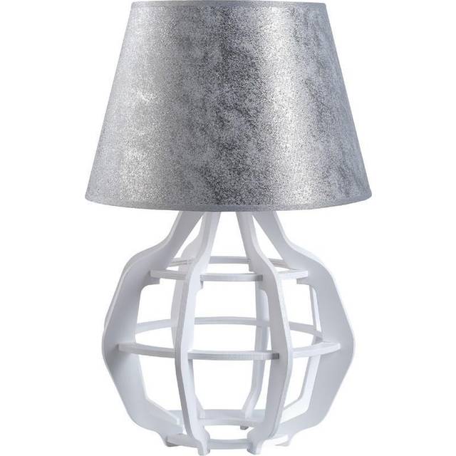 Keter Lighting - Keter Bento Table Lamp With Round Tapered Shade White, Silver, 30.5cm, 1x E27