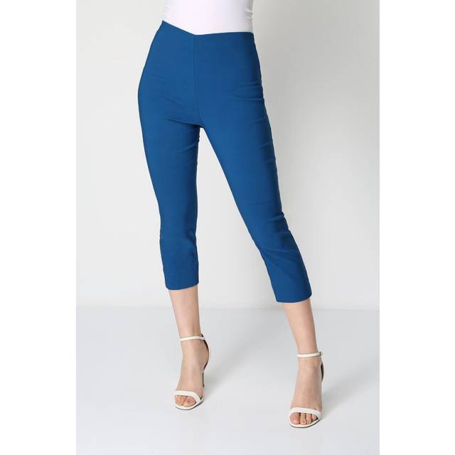 Roman Cropped Stretch Trouser Capri Summer Leggings 3/4 Pedal Pushers In Blue - 20