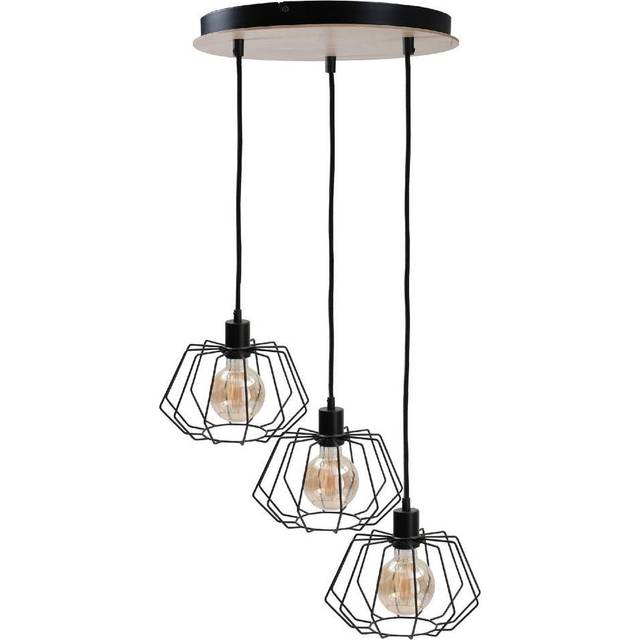 Keter Lighting - Keter Soho Cluster Pendant Ceiling Light Wood, 32cm, 3x E27