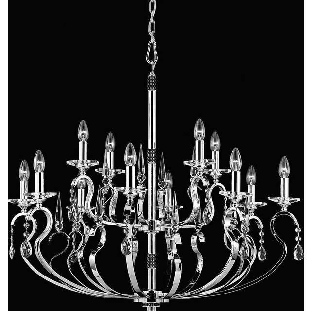 Rhinestone Gun Metal Pendant 18 Arm Chandelier - Black - One Size