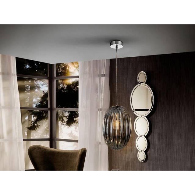 Schuller Ovila Chrome Pendant With Smoked Glass Shade
