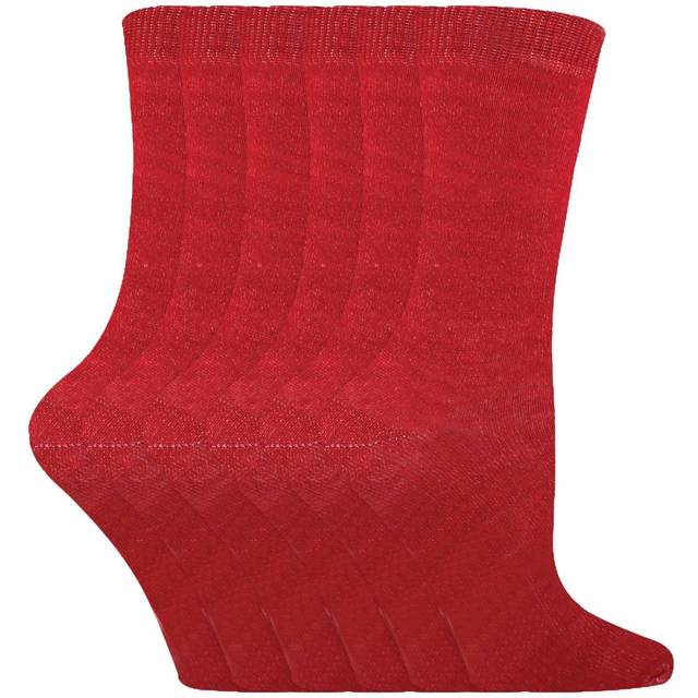 (12-3 UK, Grey) 6 Pairs Kids Boys Girls Mid Calf Solid Color Casual Cotton Dress Socks
