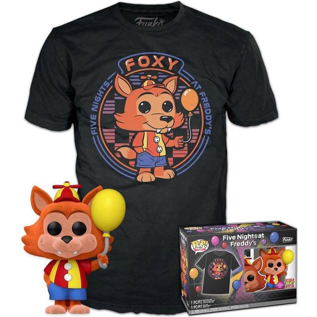 Funko Pop! & Tee: Five Nights At Freddy's (FNAF) - Ballongfoxy - Flocked - Stor - (L) - T-shirt - Kläder med samlarobjekt vinylfigur - Presentidé för vuxna