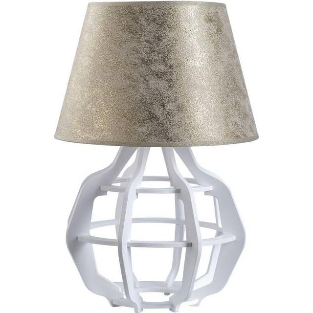 Keter Lighting - Keter Bento Table Lamp With Round Tapered Shade White, Gold, 30.5cm, 1x E27