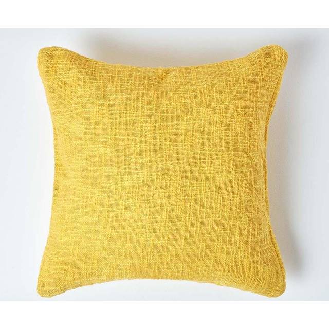 Homescapes Nirvana Cotton Yellow Cushion Cover, 60 x 60 cm