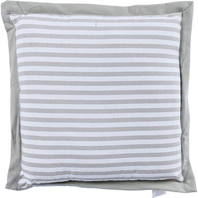 Homescapes 100% Cotton Stripe Floor Cushion, 40 x 40 x 8 cm, Grey, White, OEKO-TEX Certified, Handcrafted, 16 x 16 x 3"