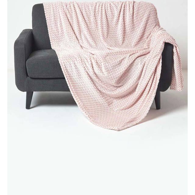 Homescapes Velvet Faux Fur Mora Throw, 160 x 200 cm, Pink, For Bed or Sofa, Handcrafted, Machine Washable, 63 x 78"